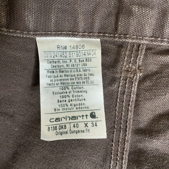 Carhartt Double Knee Canvas Pants Duck Dungaree Original Fit B136 DKB Size 40X34 - Picture 5 of 5
